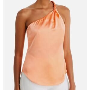 Cinq a Sept Karis Top XS One Shoulder Silk Nectar Orange Dressy Chic NWT